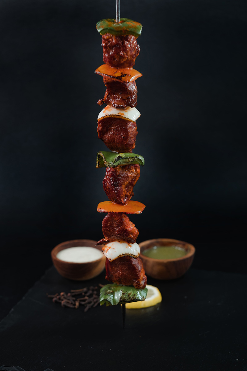 Boti Kebab on a skewer at Queen’s of India Ubud Bali